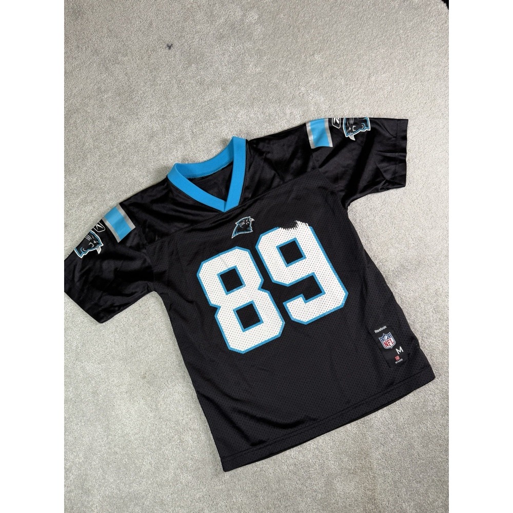Vtg Carolina Panthers Steve Smith #89 Black youth Medium Reebok Jersey See Pics*